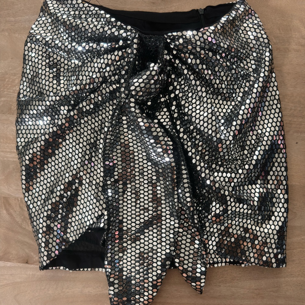 ZARA Sequin Silver Skirt SMALL